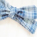  Flannel Knotted Headband - Blue Plaid