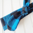  Flannel Knotted Headband - Blue and Black Buffalo Plaid