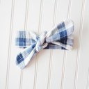  Flannel Knotted Headband - Blue and Gray Plaid