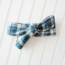 Flannel Knotted Headband - Blue and Green Plaid