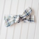  Flannel Knotted Headband - Blue and Green Plaid on White