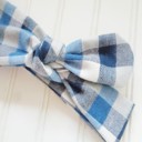  Flannel Knotted Headband - Blue and White Buffalo