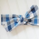  Flannel Knotted Headband - Blue and White Buffalo