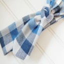  Flannel Knotted Headband - Blue and White Buffalo