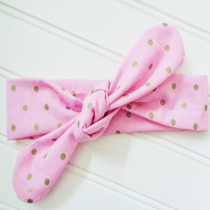 Knotted Headband - Gold Dots on Pink