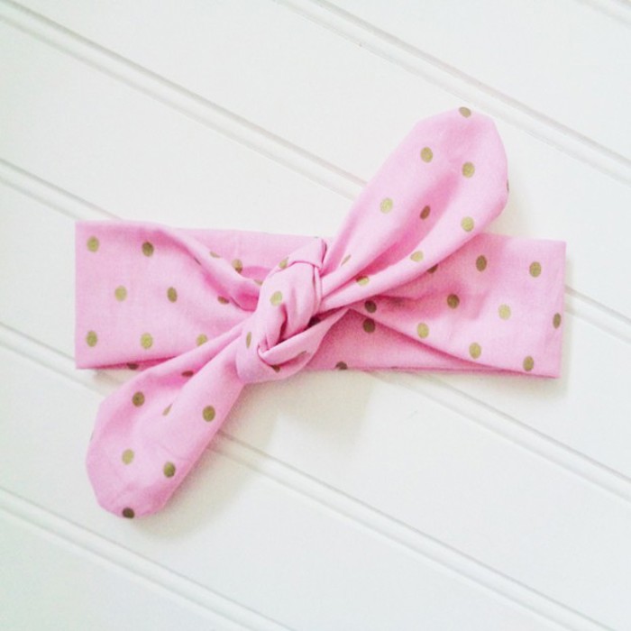 Knotted Headband - Gold Dots on Pink