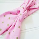  Knotted Headband - Gold Dots on Pink