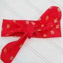  Knotted Headband - Gold Strawberries on Red