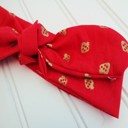  Knotted Headband - Gold Strawberries on Red
