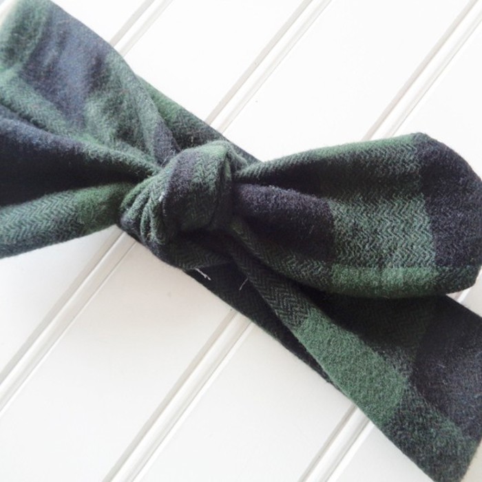 Flannel Knotted Headband - Red and Gray Plaid
