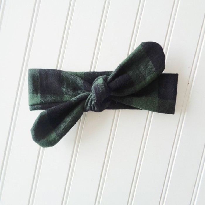 Flannel Knotted Headband - Red and Gray Plaid
