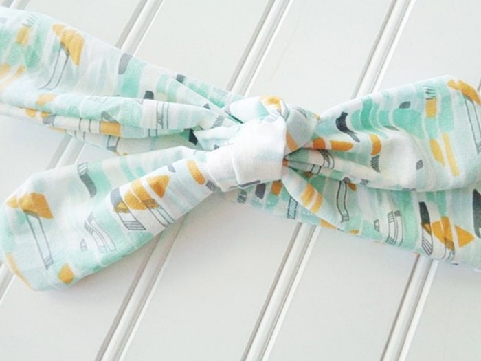 Knotted Headband - Green and Yellow Mod Print