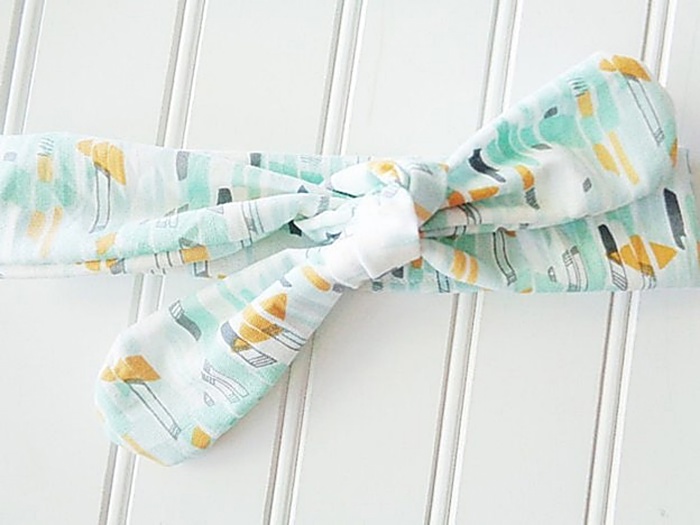 Knotted Headband - Green and Yellow Mod Print