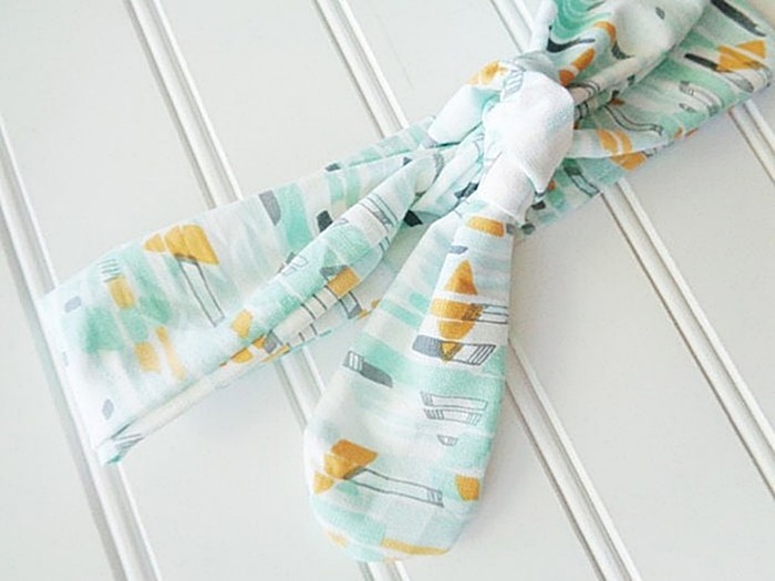Knotted Headband - Green and Yellow Mod Print