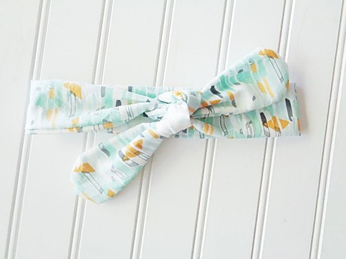 Knotted Headband - Green and Yellow Mod Print