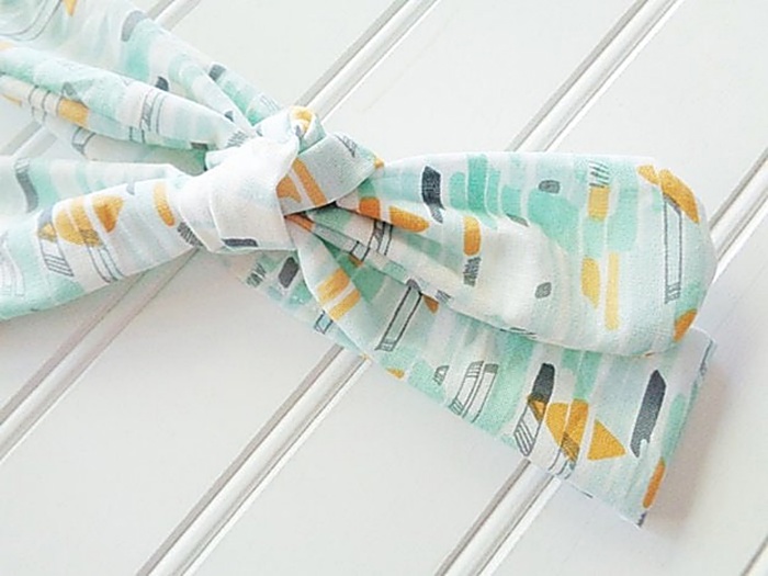 Knotted Headband - Green and Yellow Mod Print