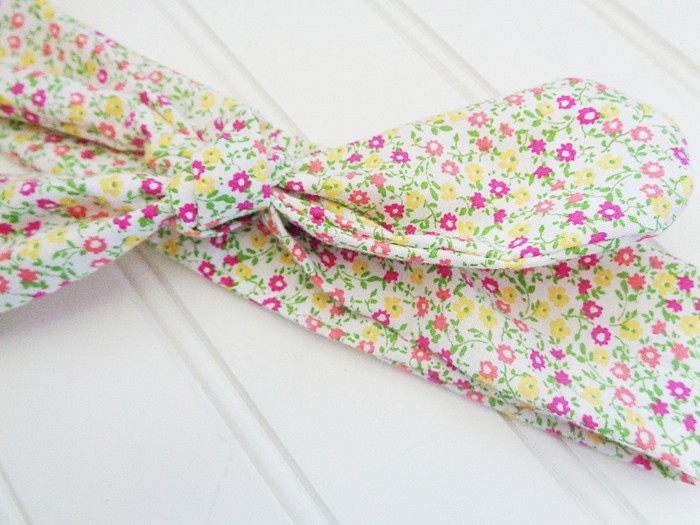Knotted Headband - Pink and Yellow Flowers