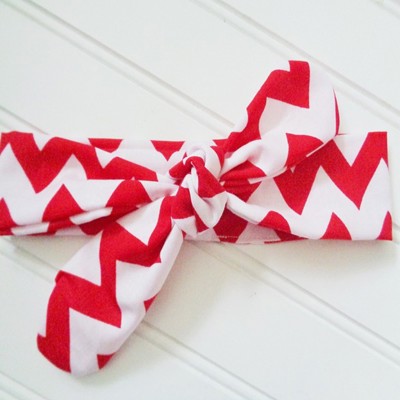 Knotted Headband - Red Chevron