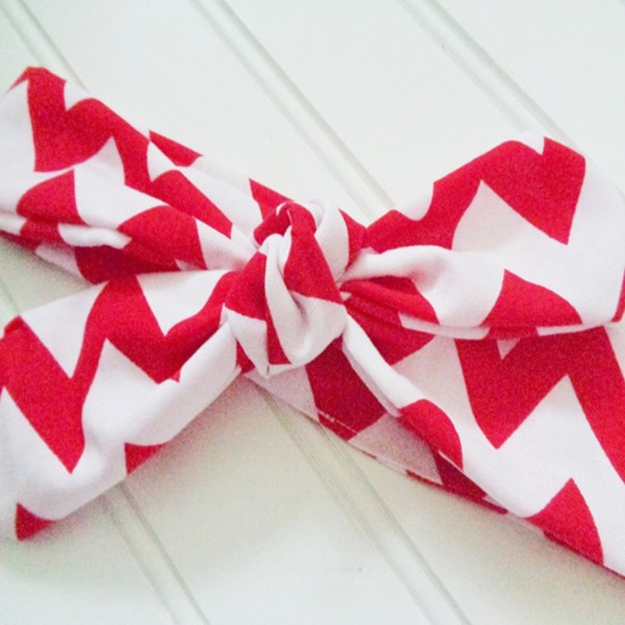 Knotted Headband - Red Chevron