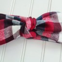  Flannel Knotted Headband - Red, Navy and White Buffalo