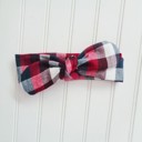  Flannel Knotted Headband - Red, Navy and White Buffalo
