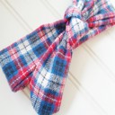  Flannel Knotted Headband - Red and Blue Plaid