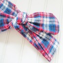  Flannel Knotted Headband - Red and Blue Plaid