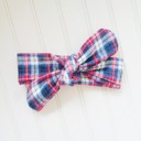  Flannel Knotted Headband - Red and Blue Plaid