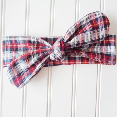 Knotted Headband - Navy and Red Plaid