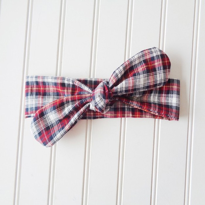 Knotted Headband - Navy and Red Plaid