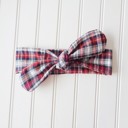  Knotted Headband - Navy and Red Plaid