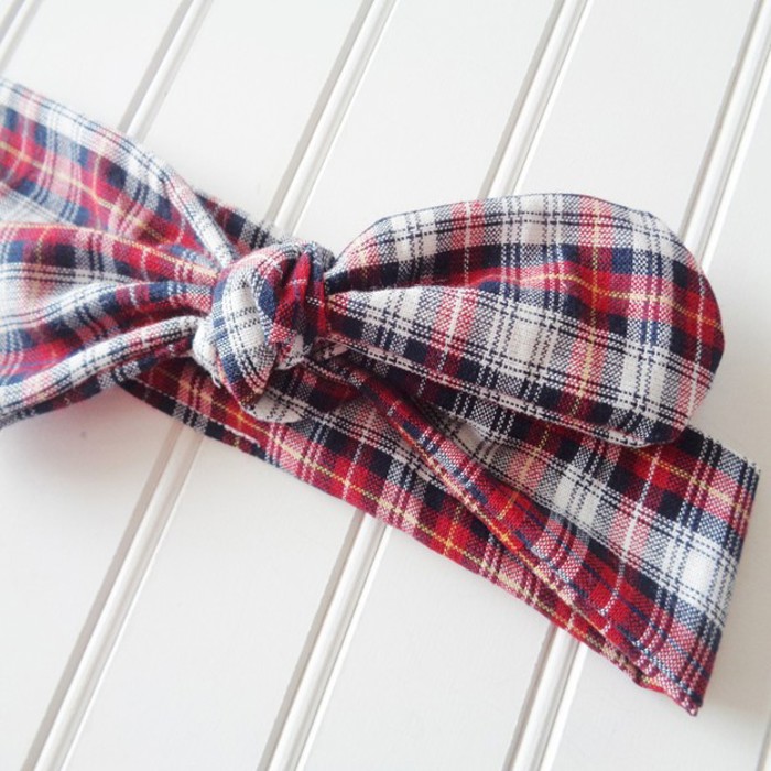Knotted Headband - Navy and Red Plaid