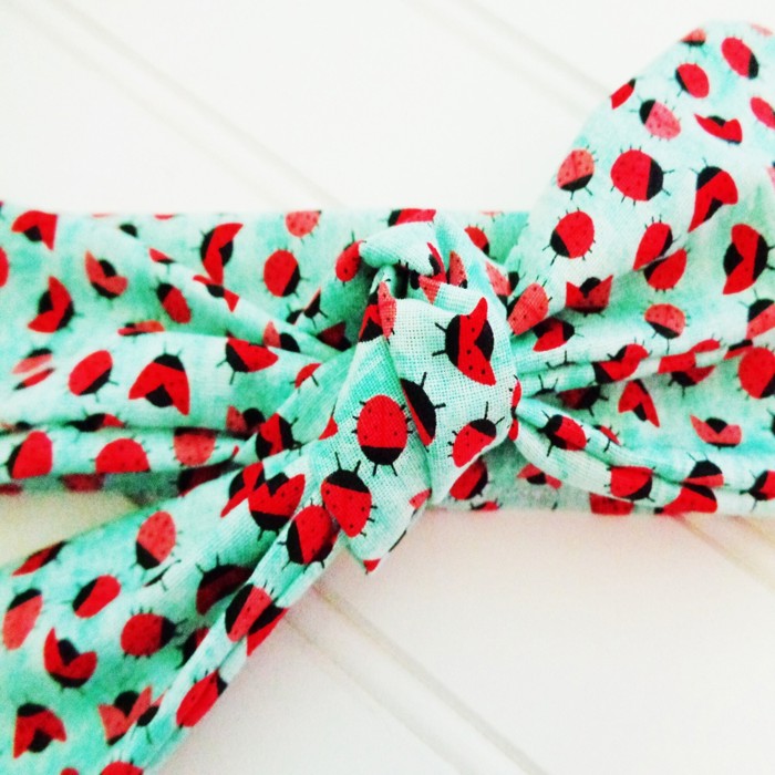 Knotted Headband - Pink and Red Ladybugs