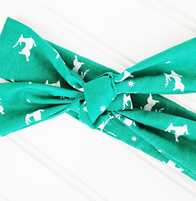 Knotted Headband - Reindeer on Green