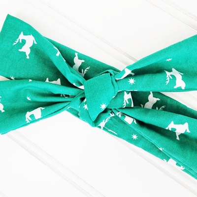Knotted Headband - Reindeer on Green