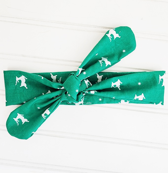 Knotted Headband - Reindeer on Green