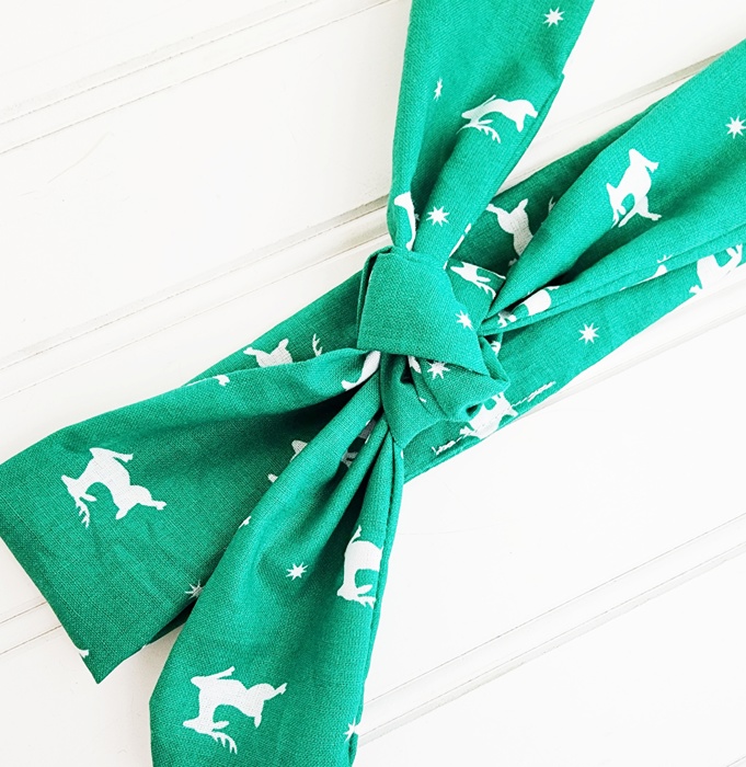 Knotted Headband - Reindeer on Green