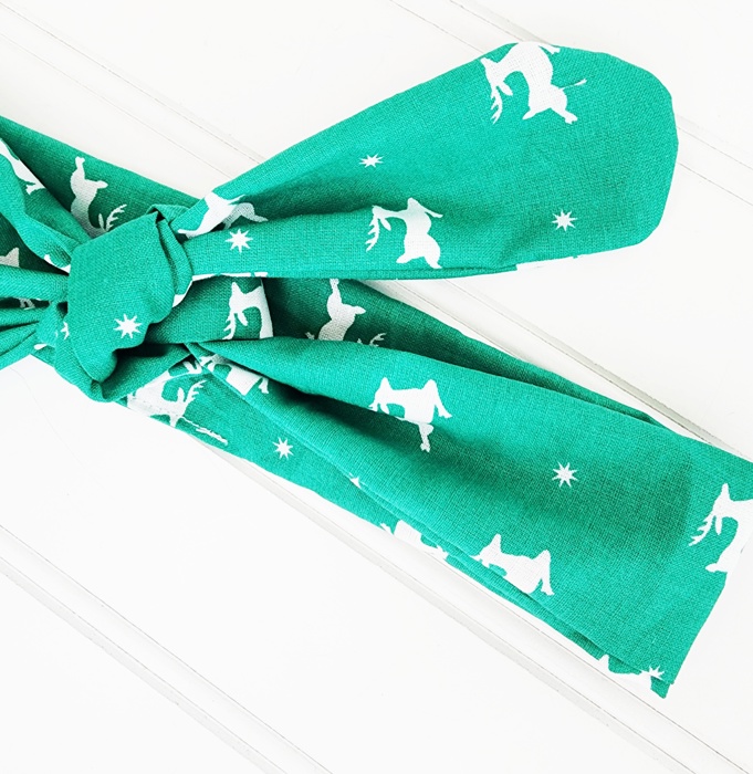 Knotted Headband - Reindeer on Green