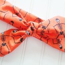  Knotted Headband - Skeletons on Orange