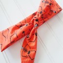  Knotted Headband - Skeletons on Orange