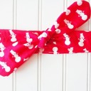  Knotted Headband - Snowman on Red