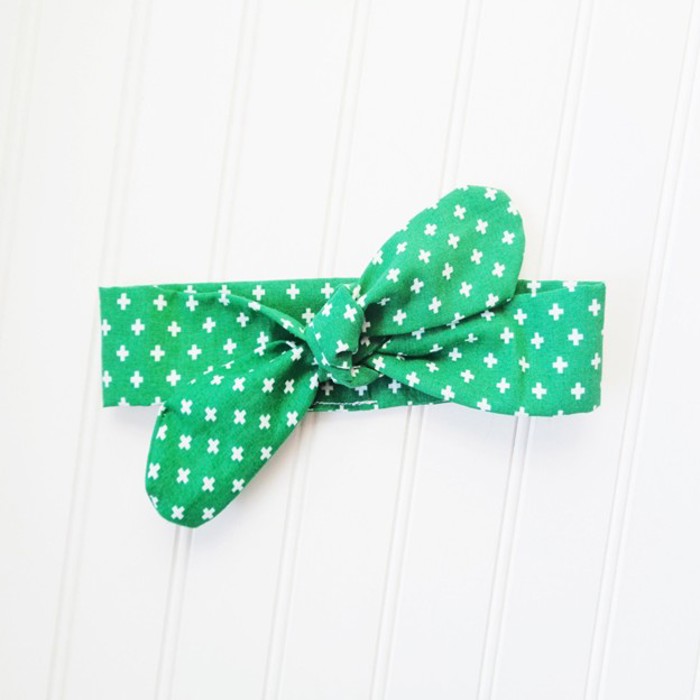 Knotted Headband - Swiss Cross on Green