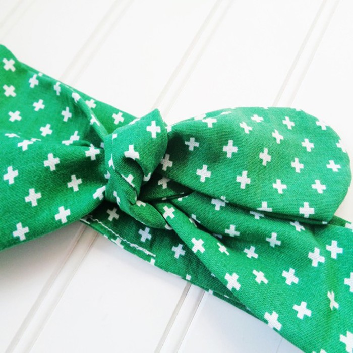 Knotted Headband - Swiss Cross on Green