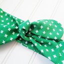  Knotted Headband - Swiss Cross on Green