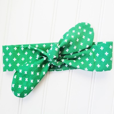 Knotted Headband - Swiss Cross on Green