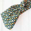  Knotted Headband - Orange and Yellow Flowers on Black