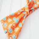  Knotted Headband - Yellow and Aqua Flowers on Orange