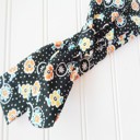  Knotted Headband - Yellow and Orange Flowers on Black