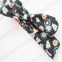  Knotted Headband - Yellow and Orange Flowers on Black