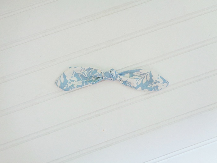 Hair Bow Clip - White Floral on Blue